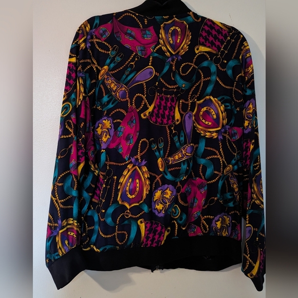 PI LA Equestrian Multicolor Bomber Zip Up Jacket - Picture 4 of 5